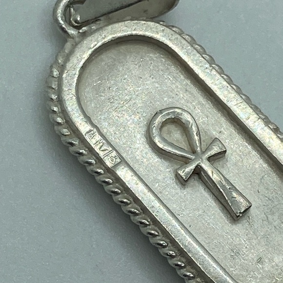 VTG 1960’s Silver Egyptian Ankh Cartouche Pendant 1.6” - Picture 5 of 6